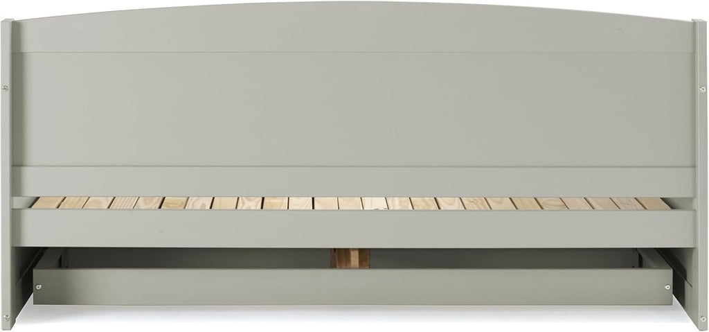 Alaterre Furniture Harmony Twin to King Daybed with Pop Up Trundle Bed - Solid Wood Twin Day Bed with 2 Pull-Out Storage Drawers and 400lb Capacity - For Kids, Guest Room, Living Room (Dove Gray)