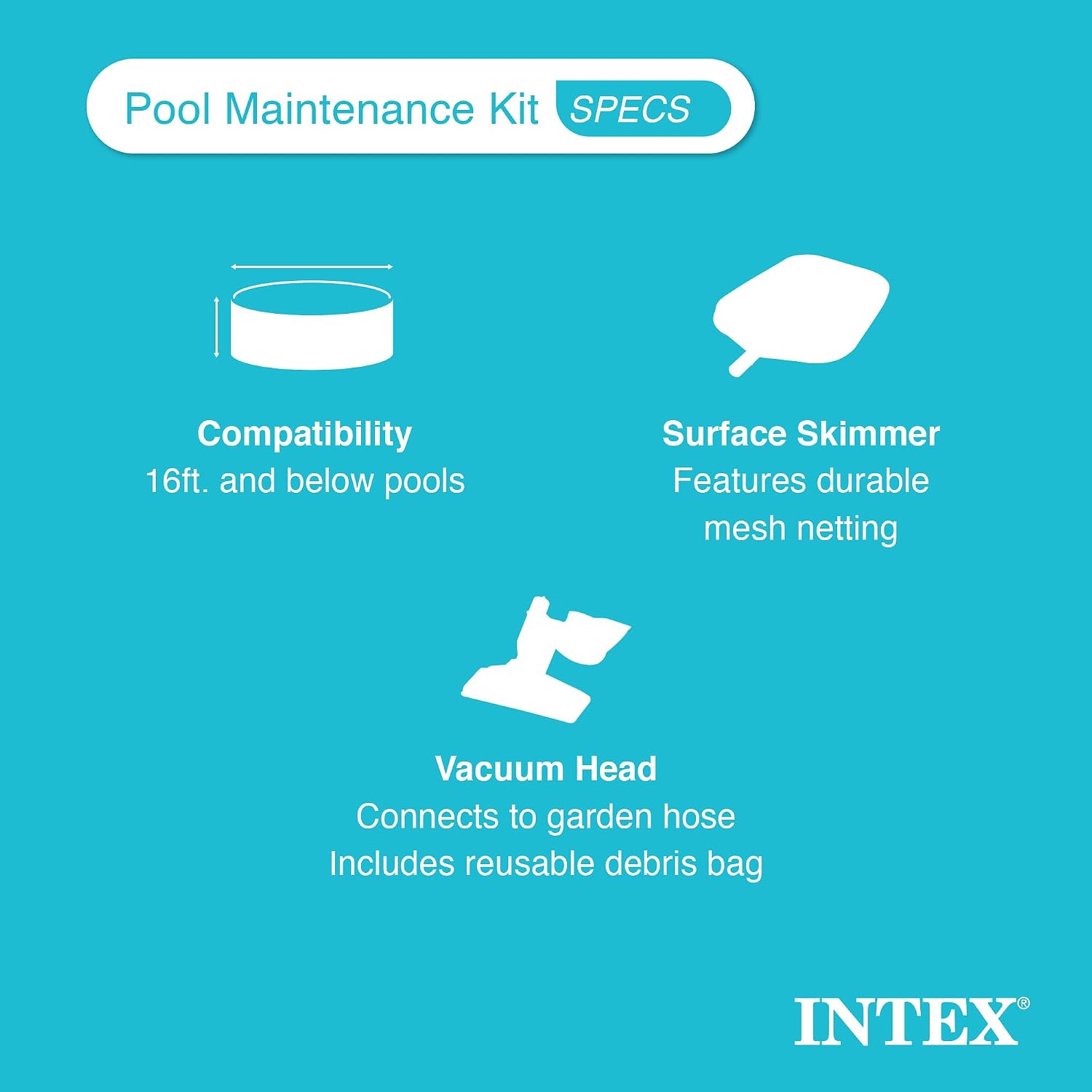 Intex 26165EH 15-Foot x 42-Inch Easy Setup Portable Inflatable Outdoor Above Ground Round Swimming Pool Set with Ladder, Filter Pump, Cover and Cleaning Maintenance Kit with Vacuum Skimmer & Pole