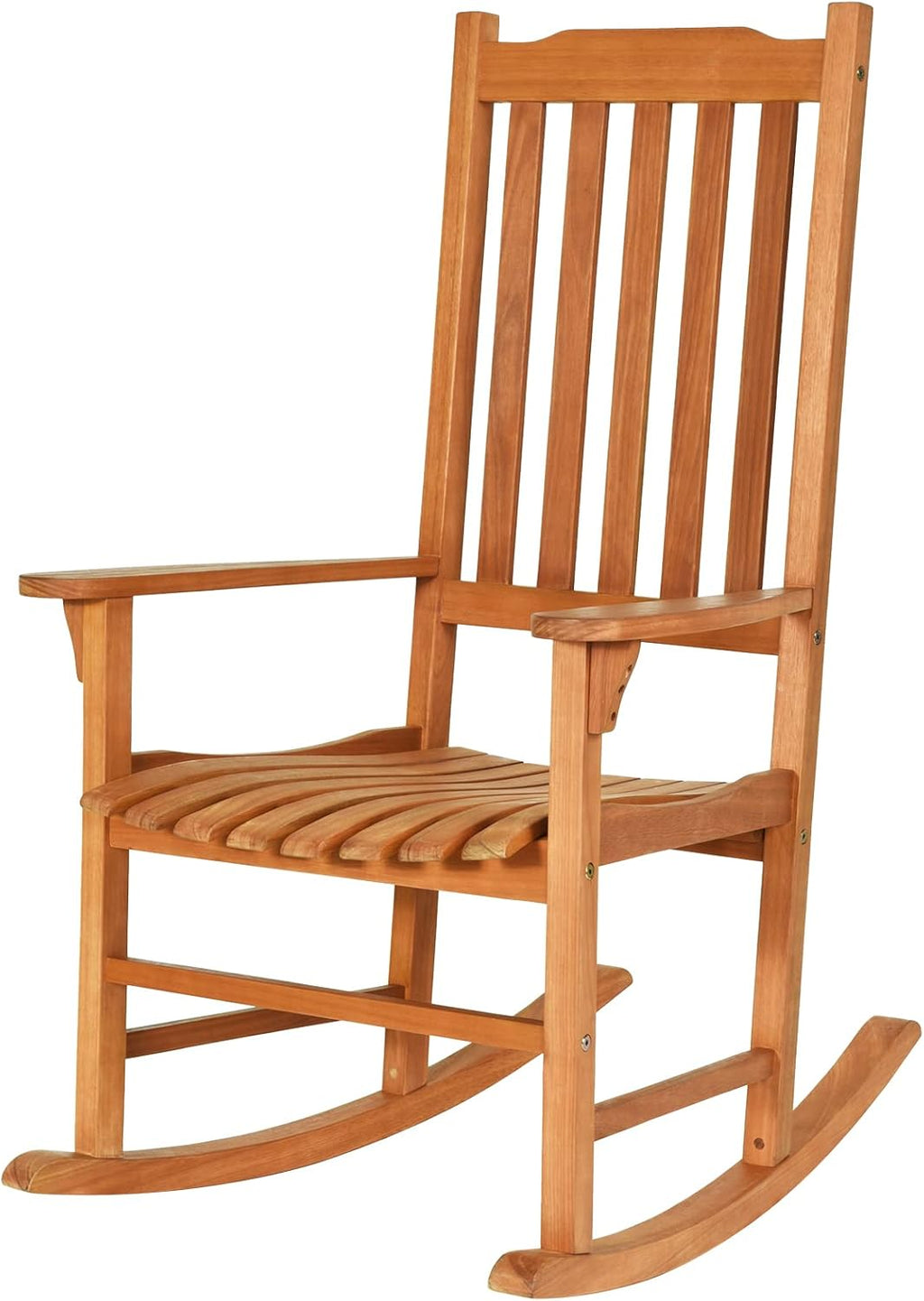 Tangkula Patio Rocking Chair, Indoor Outdoor Wooden Rocker Lounge Chair for Porch Garden Backyard Balcony, Rustic High Back Armchair w/Heavy-Duty 350 LBS Weight Capacity (1)