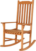 Tangkula Patio Rocking Chair, Indoor Outdoor Wooden Rocker Lounge Chair for Porch Garden Backyard Balcony, Rustic High Back Armchair w/Heavy-Duty 350 LBS Weight Capacity (1)