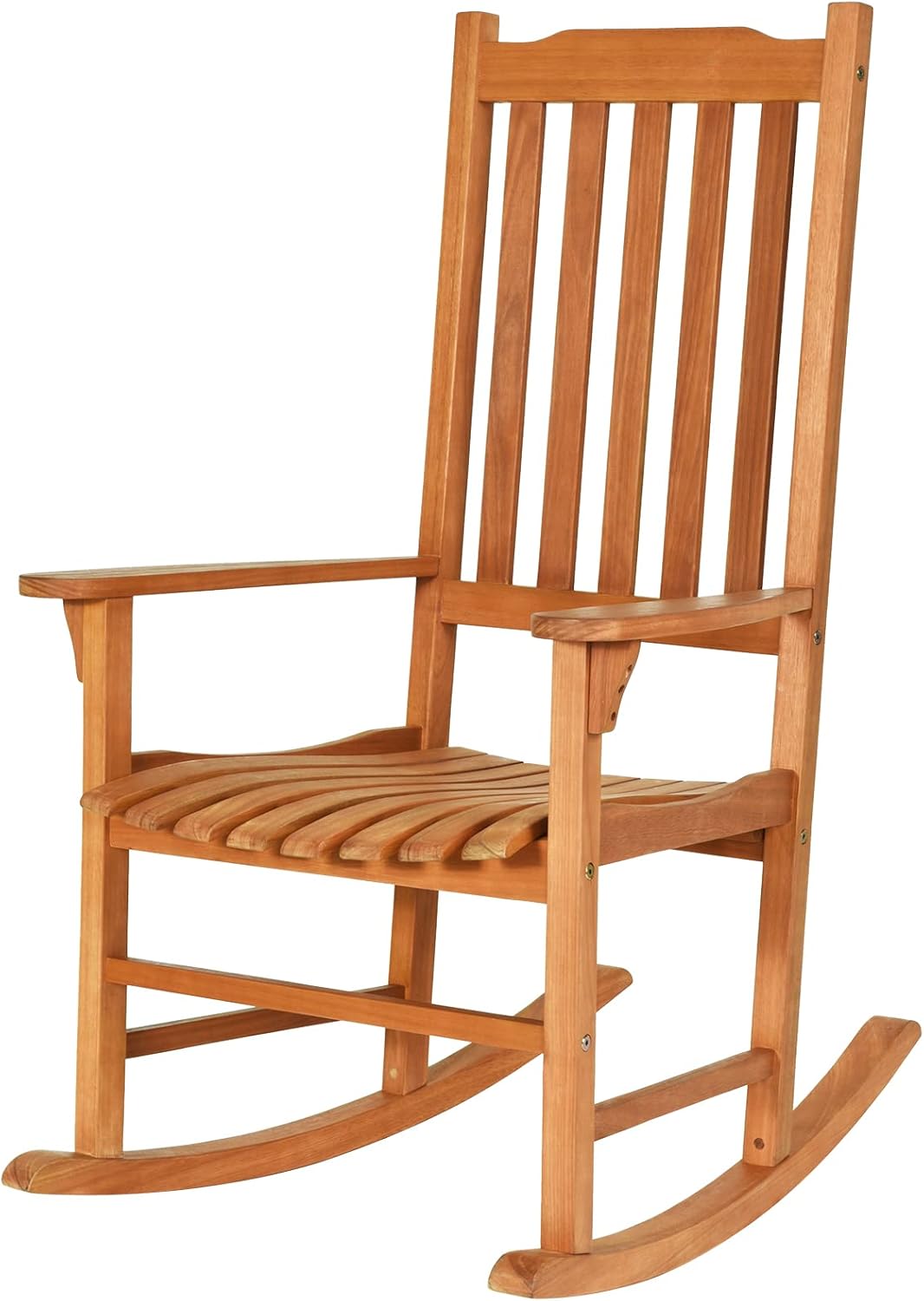 Tangkula Patio Rocking Chair, Indoor Outdoor Wooden Rocker Lounge Chair for Porch Garden Backyard Balcony, Rustic High Back Armchair w/Heavy-Duty 350 LBS Weight Capacity (1)