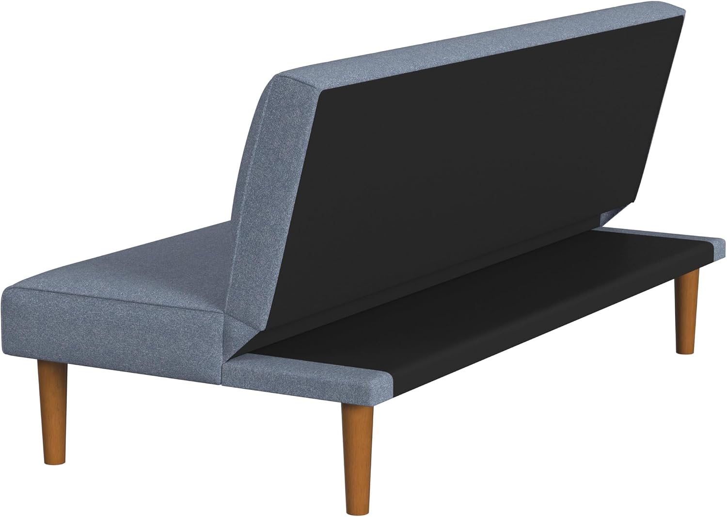 HomePop Upholstered Bergen Convertible Futon Sofa Bed, Modern Sofa Couches for Living Room, Small Spaces, Dorm, Apartment, Blue Woven