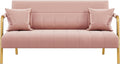 Yaheetech 56.5' W Modern Sofa Small Sofa Luxurious Velvet Fabric Couch with Gold-Tone Metal Arms and Legs for Living Room, Home Office, Studio Pink