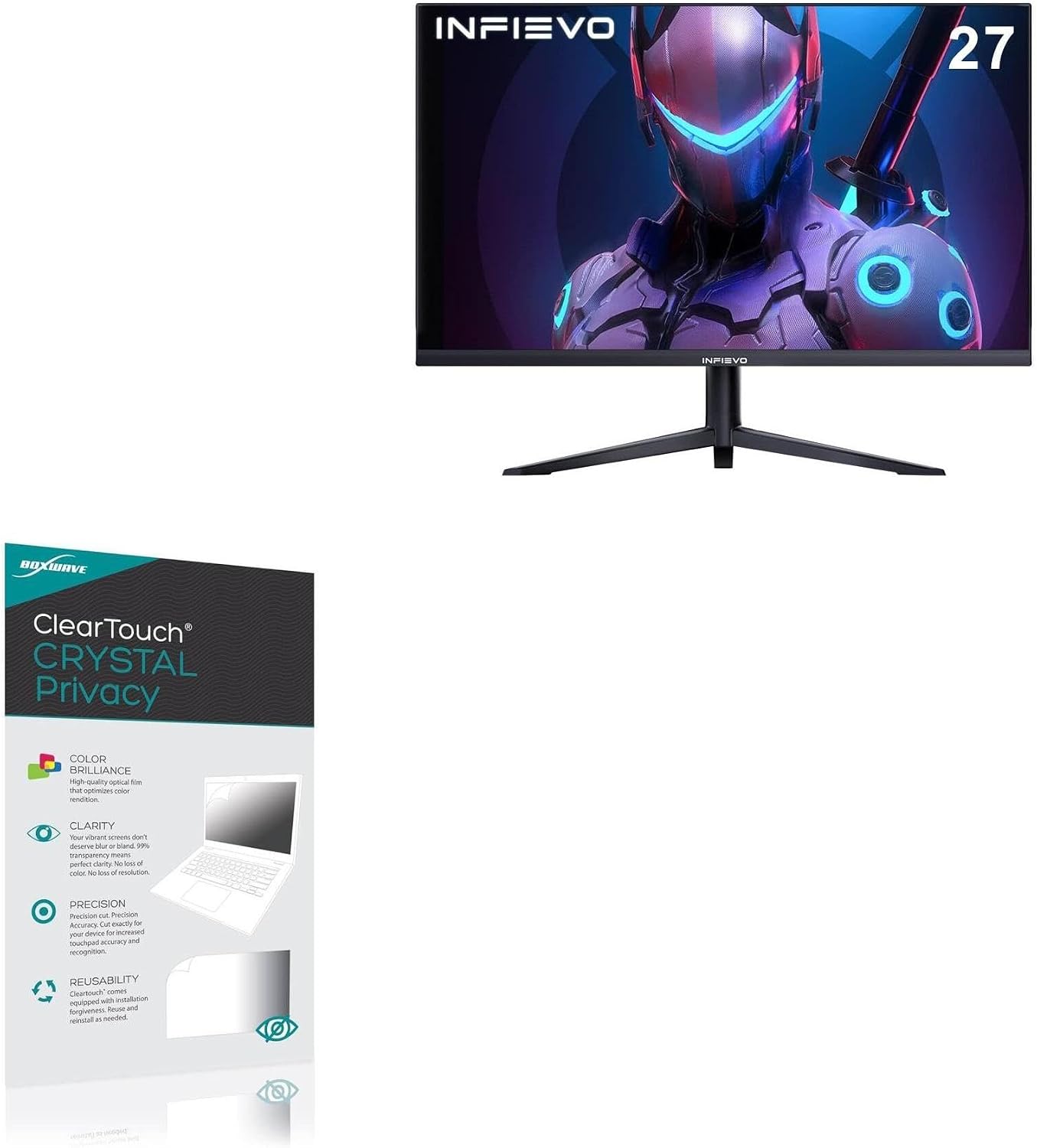 BoxWave Screen Protector Compatible with INFIEVO Gaming Monitor QHD Wide 1440p - ClearTouch Crystal Privacy (2-Pack), Privacy Screen Protector Flexible Film Clear