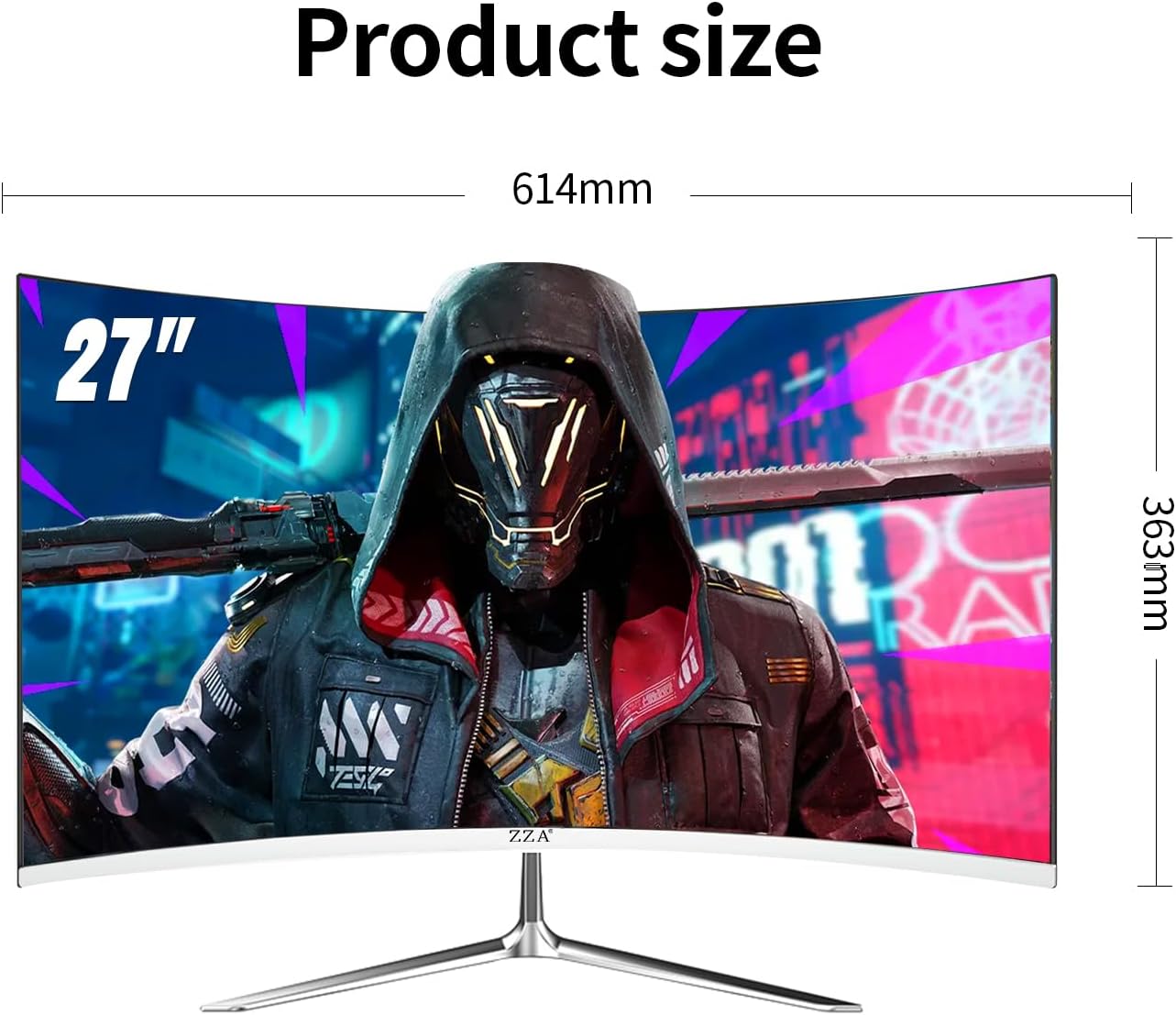 ZZA 27' Curved Gaming Monitor, Full HD(1920x1080P) VA Panel 1800R Computer Monitor,200HZ CP Screen,100% sRGB,3Sides Frameless, Flicker-Less,Blue Light Filter, for Office & Gaming