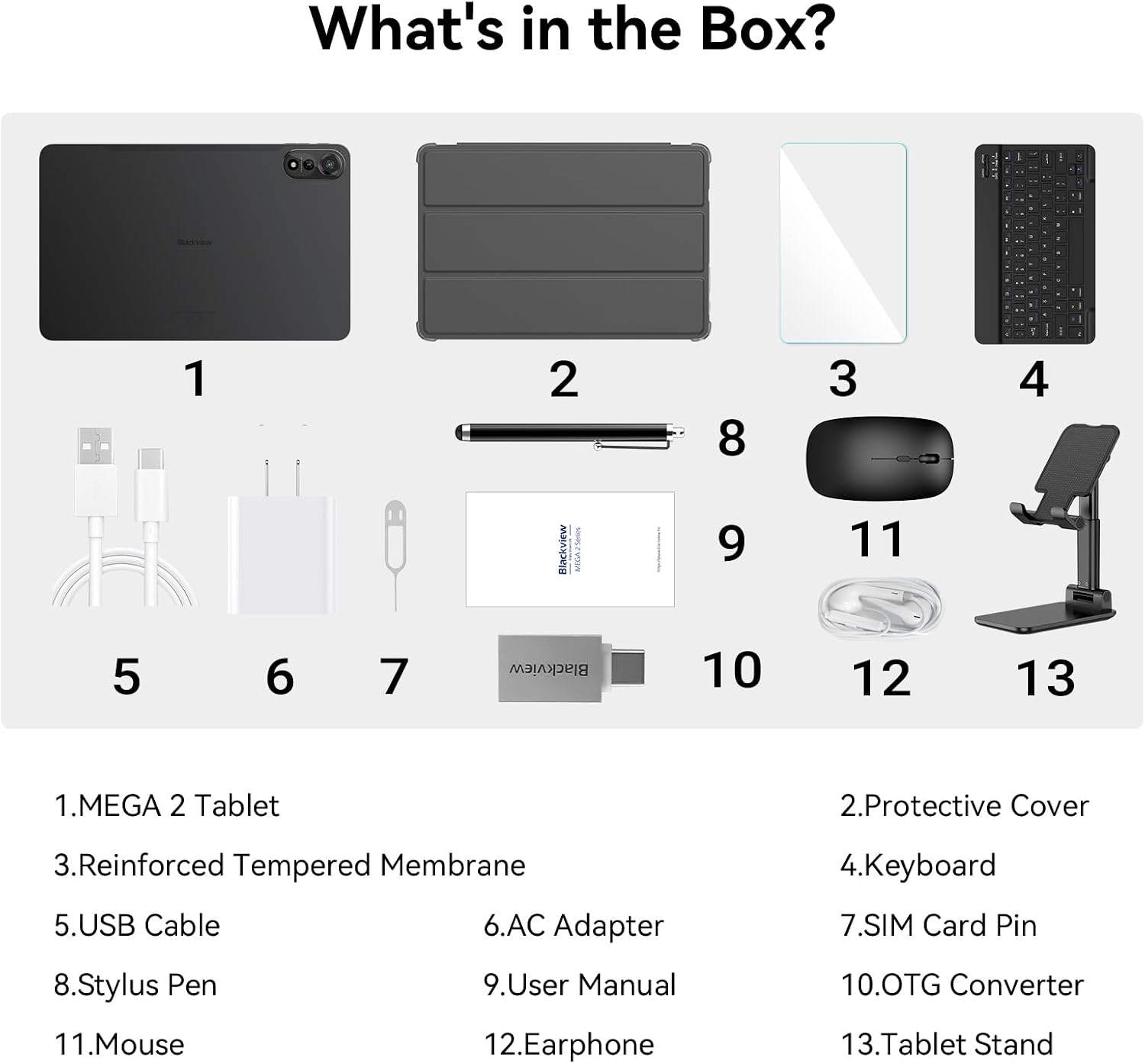 Blackview Android Tablet with Keyboard and Mouse,12 inch Large Tablet, Computer Tablets with Gemini AI,Pen,24GB+128GB/2TB, 2K FHD+ Display, 9000mAh/18W, Widevine L1, 5G WiFi, GPS