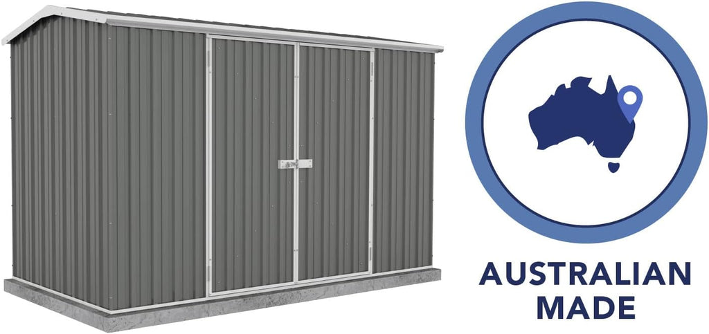 Absco Premier Storage Sheds, 10'x5' Metal Garage, DIY Backyard Shed, Utility Tool Storage, Weather & Wind Resistant Aluminum Panels & Steel Frame, Maintenance-Free, 12 Year Warranty, Woodland Gray
