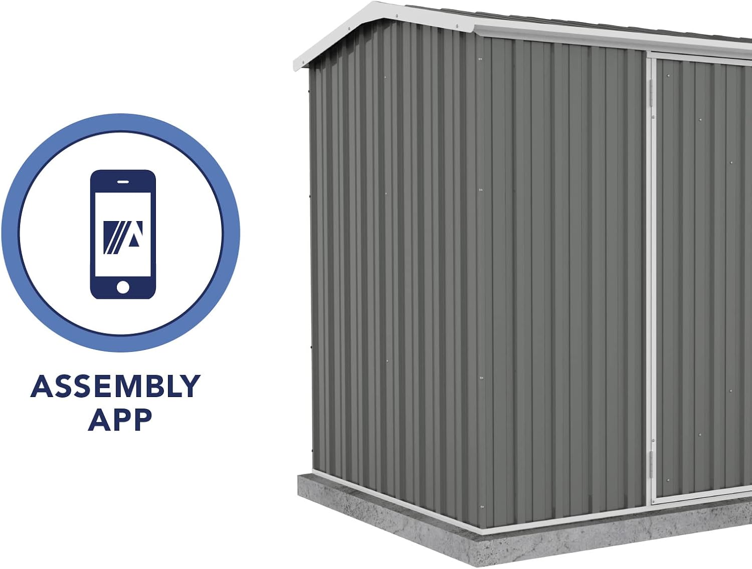 Absco Premier Storage Sheds, 10'x5' Metal Garage, DIY Backyard Shed, Utility Tool Storage, Weather & Wind Resistant Aluminum Panels & Steel Frame, Maintenance-Free, 12 Year Warranty, Woodland Gray