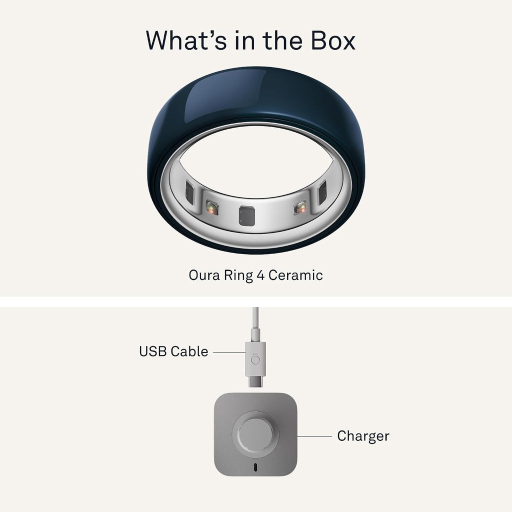 Oura Ring 4 - Ceramic Midnight - Size 10 - Sleep, Activity, Women's Health, AI Advisor, Up to 8 Days of Battery Life, Size Before You Buy, Android & iOS Compatible