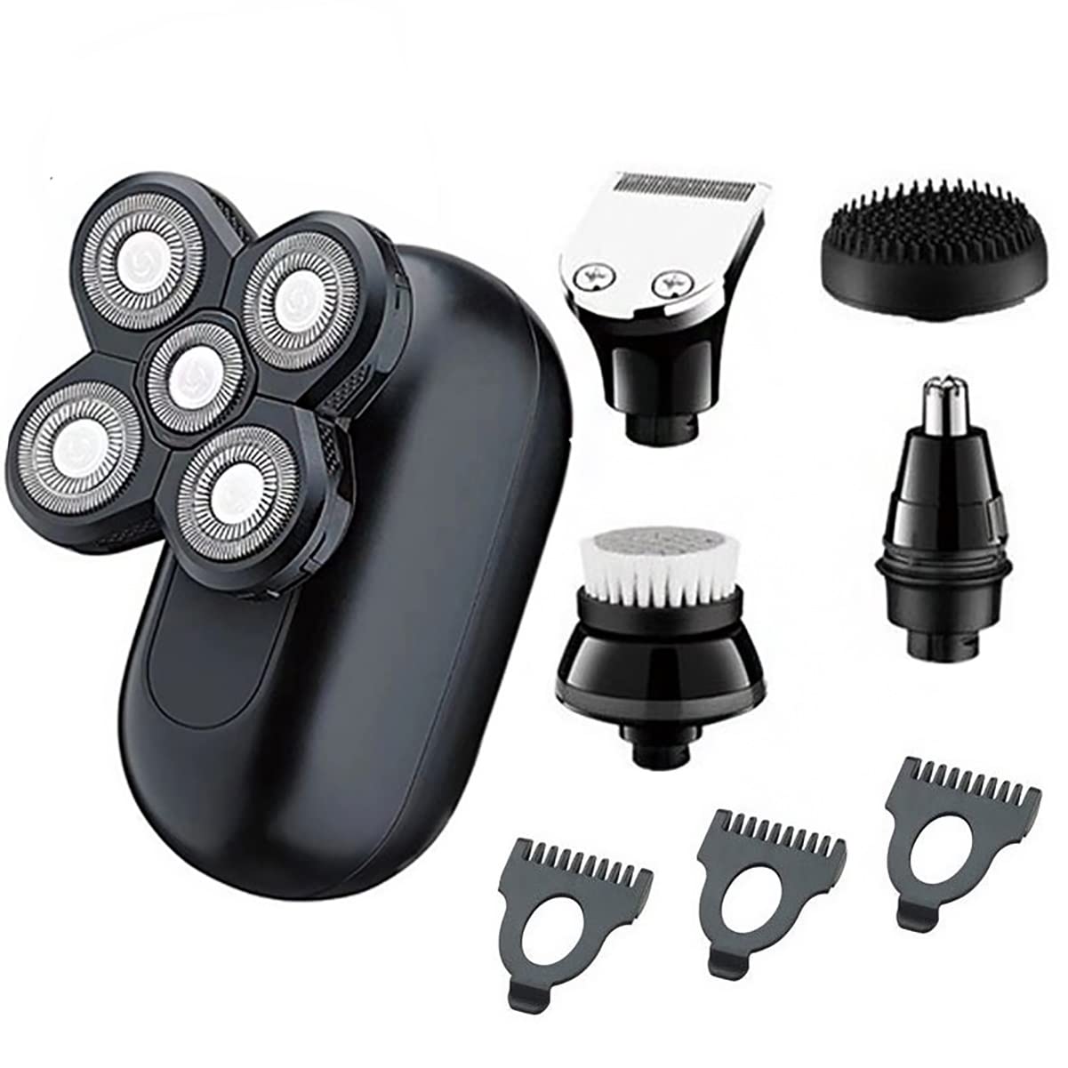 Electric Razor for Men, 5 In 1 Powerful LCD Display Electric Shaver For Men Beard Hair Trimmer Stubble Electric Razor Bald Head Shaving Machine Waterproof Kit
