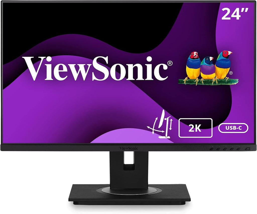 ViewSonic VG2455-2K 24 Inch IPS 1440p Monitor with USB 3.1 Type C HDMI DisplayPort and 40 Degree Tilt Ergonomics for Home and Office (Renewed)