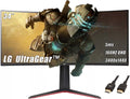 LG 34 inch Ultragear Curved Gaming Monitor, 160Hz, 5ms, QHD 21:9 (3440x1440) VA with HDR 10 Compatibility, AMD FreeSync Premium, Black, with 5ave HDMI Cable
