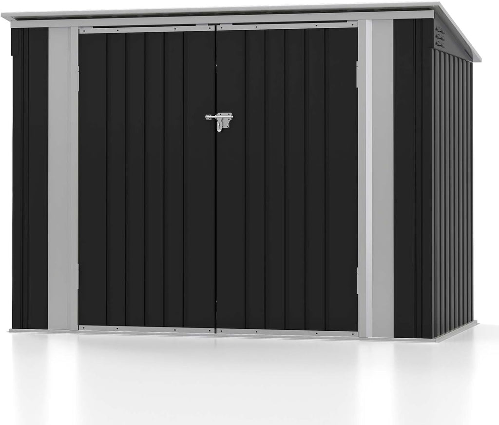 Patiowell 6x3 FT Storage Shed, Outdoor Metal Horizontal Sheds with Lockable Door, Waterproof Outside Trash Can Storage Shed for Lawn Garden Backyard, Black