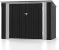 Patiowell 6x3 FT Storage Shed, Outdoor Metal Horizontal Sheds with Lockable Door, Waterproof Outside Trash Can Storage Shed for Lawn Garden Backyard, Black
