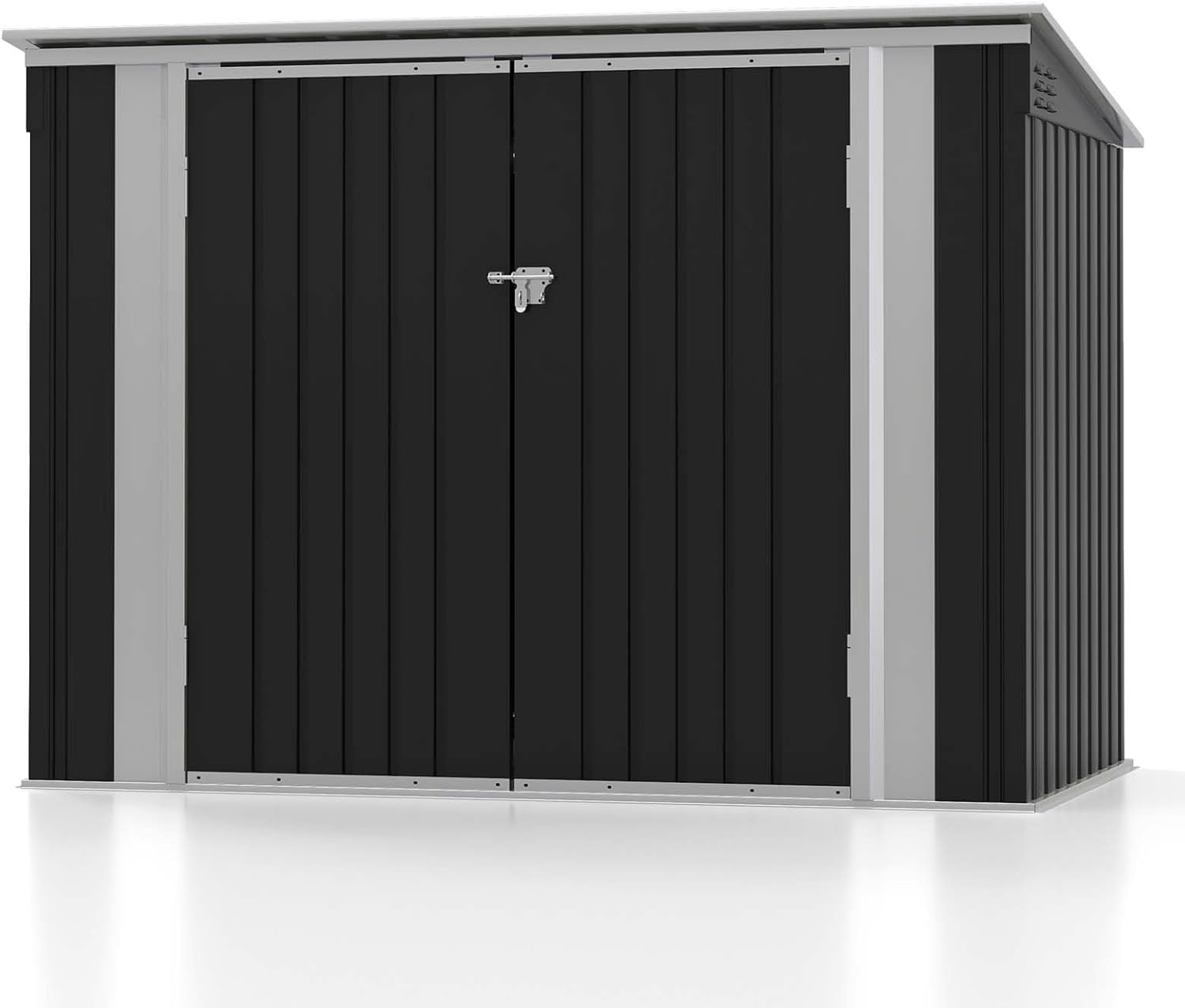 Patiowell 6x3 FT Storage Shed, Outdoor Metal Horizontal Sheds with Lockable Door, Waterproof Outside Trash Can Storage Shed for Lawn Garden Backyard, Black
