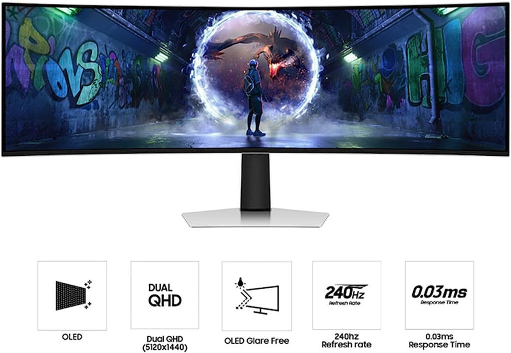 SAMSUNG 49' Odyssey DQHD (5,120x1440) 240Hz OLED G9 Curved Gaming Monitor