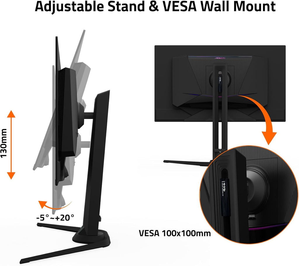 GIGABYTE - AORUS FO27Q3-27' QD OLED Gaming Monitor - QHD 2560x1440-360Hz - 0.03ms GTG - AMD FreeSync Premium Pro - Type C KVM - HDMI, DP, Type C - Height Adjustable - Black