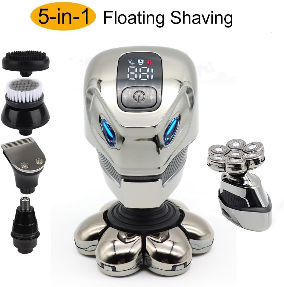 Head Shaver for Men, 5 in 1 Powerful Beard Hair Electric Shaver for Men Body Trimmer Grooming Kit Electric Razor Styling Balde Shaving Machine