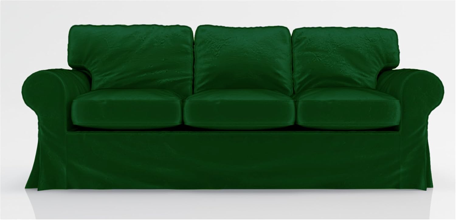Velvet Pets Friendly Sofa Covers Custom Made Compatible for IKEA Ektorp Three Seat Sofa Slipcovers (Velvet Green Ektorp 3)