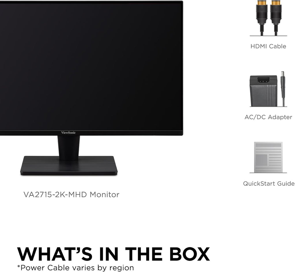 ViewSonic VA2715-2K-MHD 27 Inch 1440p LED Monitor with Adaptive Sync, Ultra-Thin Bezels, HDMI and DisplayPort (Renewed)