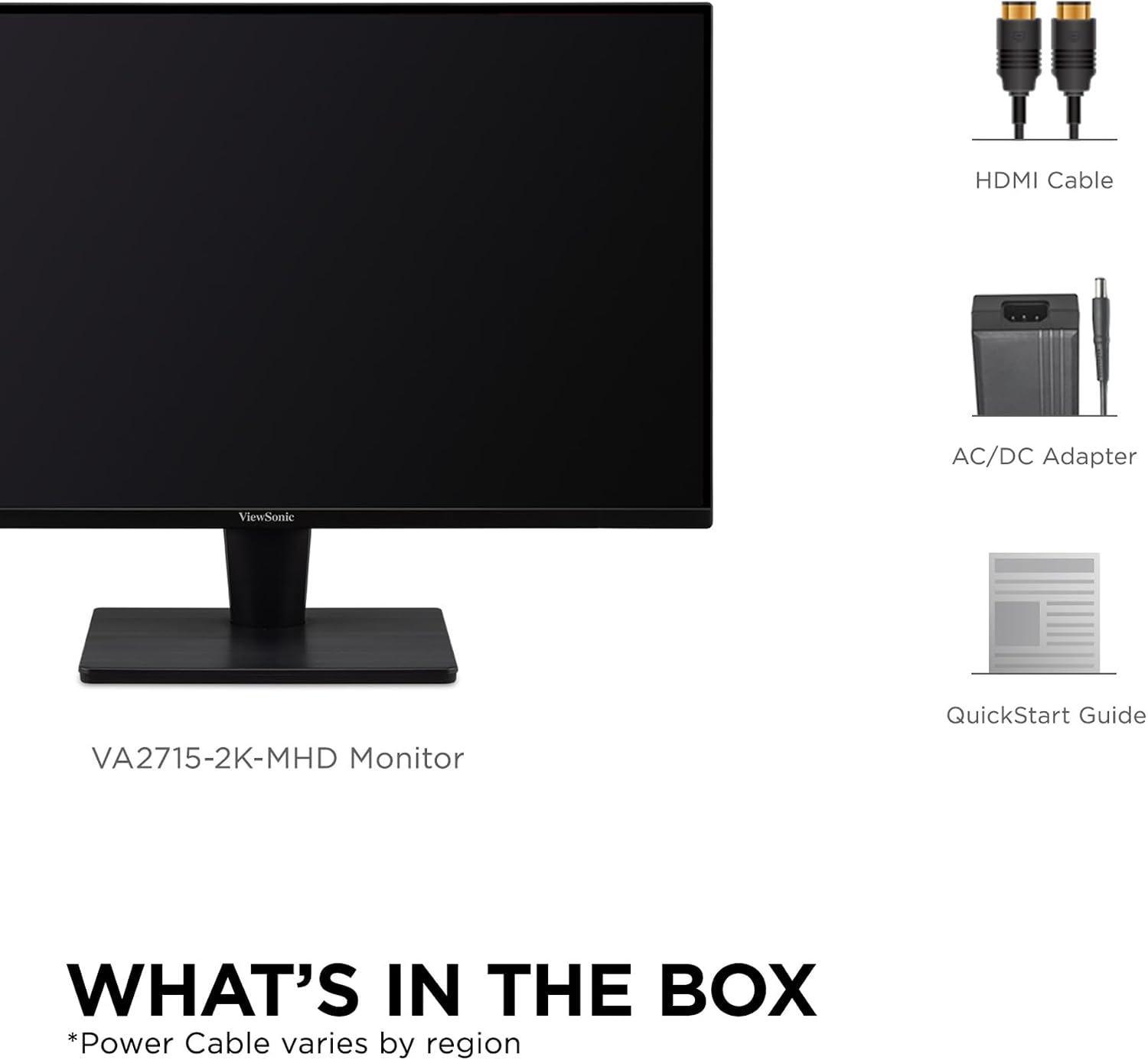 ViewSonic VA2715-2K-MHD 27 Inch 1440p LED Monitor with Adaptive Sync, Ultra-Thin Bezels, HDMI and DisplayPort (Renewed)