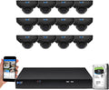 GW Security 16 Channel NVR UltraHD 4K Face Recognition NDAA & TAA Compliant Security Camera System with 12 x 8MP @25FPS Outdoor & Indoor PoE Dome Cameras, 10 Smart AI Functions (Black)