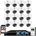 GW Security 16 Channel 12MP NVR UltraHD 4K Face/Human/Vehicle Detection PoE Security Camera System with 16 x 8MP IP Microphone AI Dome Camera, 100ft Night Vision, Outdoor/Indoor Surveillance Camera