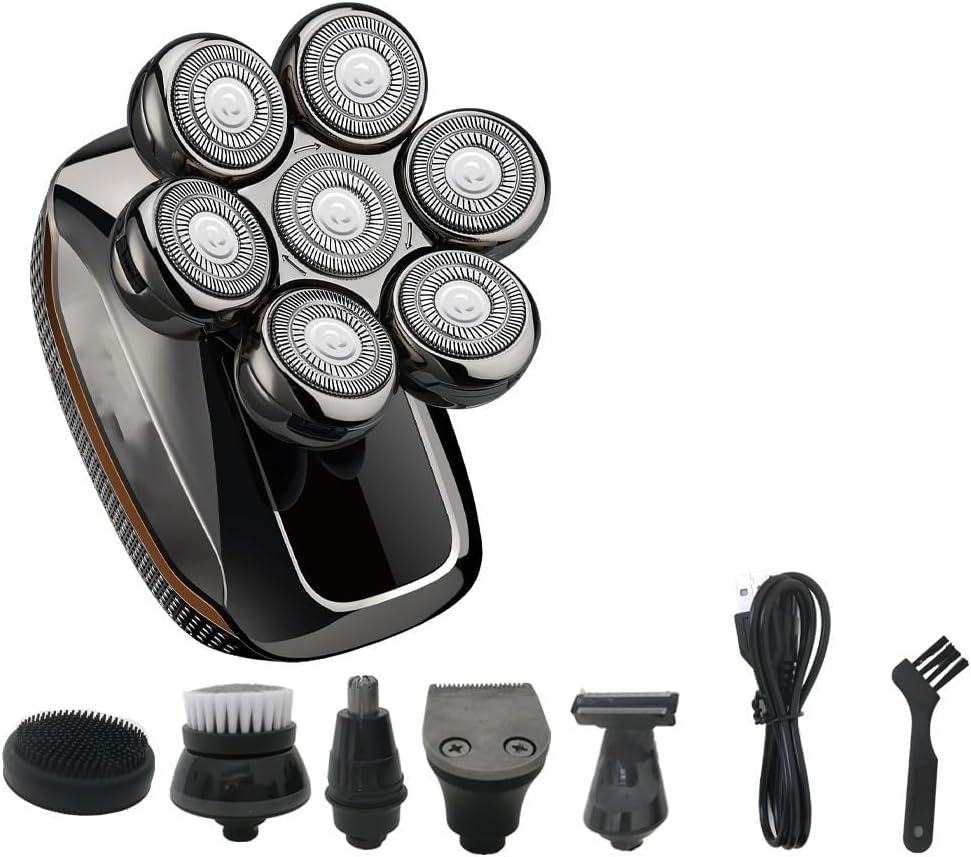 Head Shaver for Men, 6 in 1 Pro Wet Dry Electric Shaver for Men Beard Hair Trimmer Face Electric Razor Rechargeable Bald Head Shaving Machine LCD Display