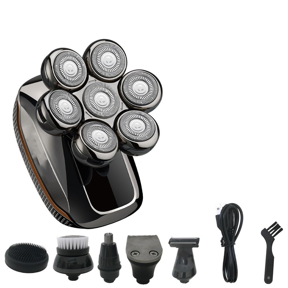 Head Shavers for Bald Men, 6 In 1 Pro Wet Dry Electric Shaver For Men Beard Hair Trimmer Face Electric Razor Rechargeable Bald Head Shaving Machine LCD Display