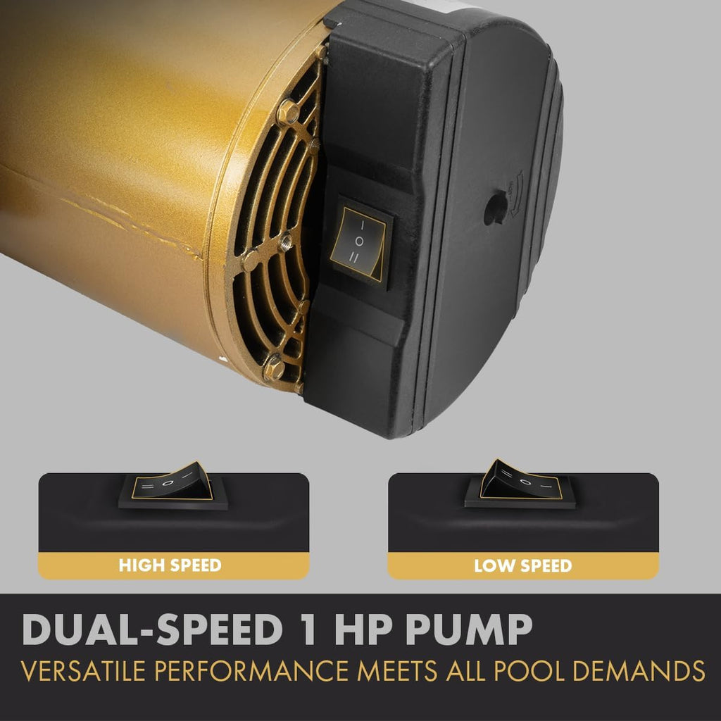XtremepowerUS 1HP Variable Speed Pool Pump for Above/In-Ground Swimming Pool Spa 230v 2' NPT Fitting Adapter Included 6,660 GPH High Flow with Filter Basket