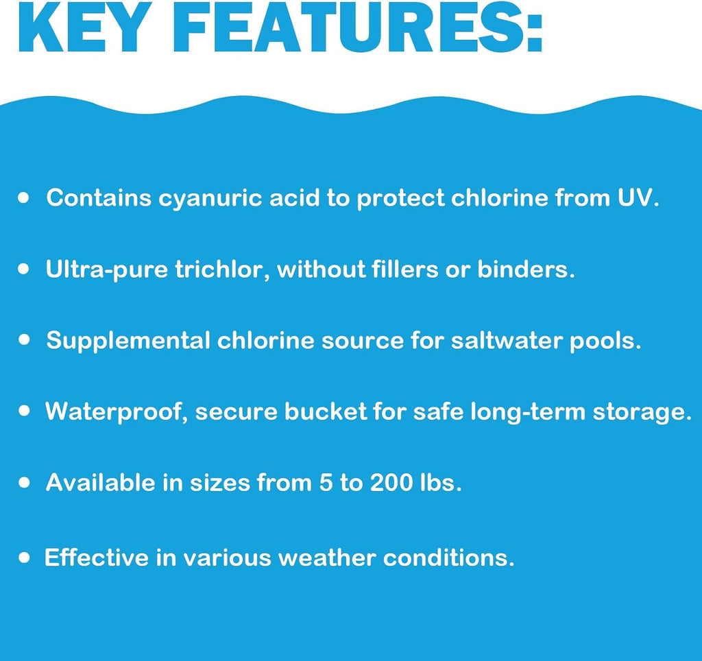 TABIT 160 lbs Chlorine Tablets 3 Inch for Swimming Pools – Slow Dissolving & Long Lasting – 99% Available Chlorine Tri-Chlor – Kills Bacteria & Stops Algae – 4 x 40 lb Buckets