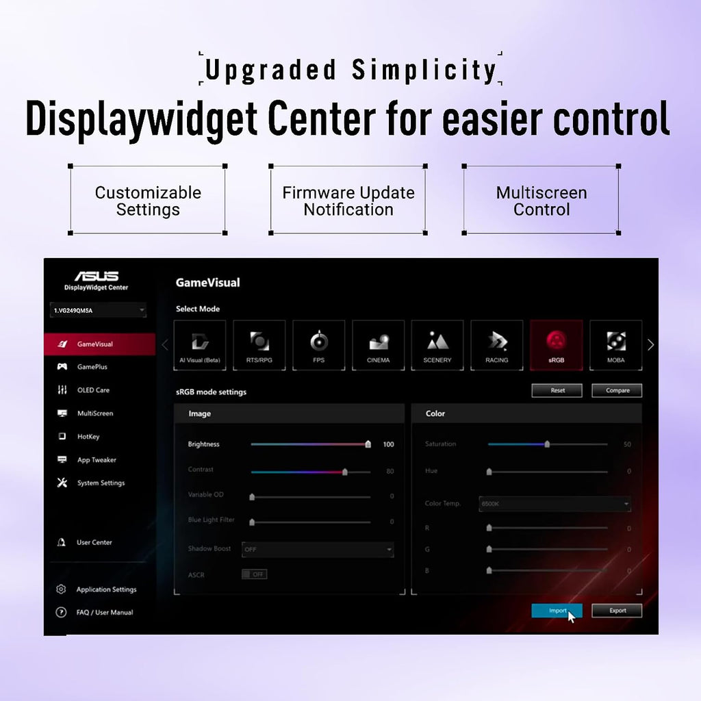 ASUS 24.5' FHD Gaming Monitor, Fast IPS Display, 310Hz, 0.3ms, G-SYNC Compatible, FreeSync Premium, ELMB Sync, 99% sRGB, AI-Powered Gaming Enhancements, Bult-in Speaks, HDMI, DisplayPort