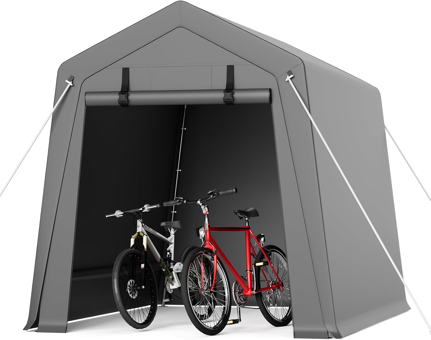 6x8FT Portable Outdoor Garage, Waterproof & UV-Resistant Portable Storage Shed with 2 Roll-Up Doors, Carport Tent for Motorcycle, Bike, and Tools
