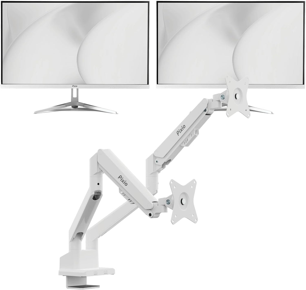 Pixio Two PX279 Wave White 27 inch 240Hz Refresh Rate FHD 1080p Resolution Fast IPS Panel 1ms GTG Resonse Time Gaming Monitor and PS1D Wave White Dual Monitor Arm