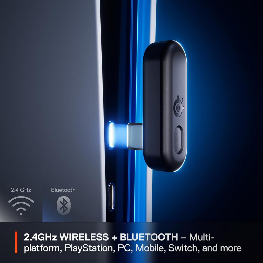 SteelSeries Arctis GameBuds for PlayStation/PC/Switch/Mobile — 2.4GHz + Bluetooth 5.3 Earbuds — ANC — Mobile App Sound Presets — Water Resistant IP55 — 40H Battery with Qi Charging Case - Black