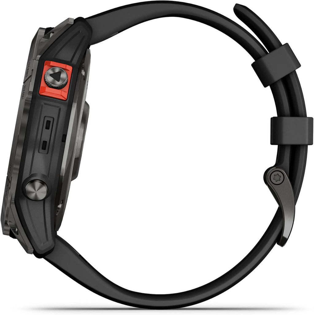 Garmin Fenix 7X Solar, Larger Sized Adventure smartwatch, with Solar Charging Capabilities, Rugged Outdoor Watch with GPS, Touchscreen, Health and Wellness Features, Slate Gray with Black Band