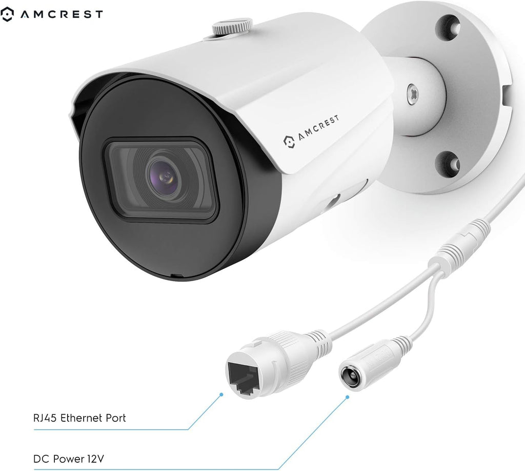 Amcrest 5MP Security Camera System, 4K 8CH PoE NVR, (4) x 5-Megapixel 2.8mm Wide Angle Lens Weatherproof Metal Bullet POE IP Cameras, Pre-Installed 2TB Hard Drive, NV4108E-IP5M-B1186EW4-2TB (White)