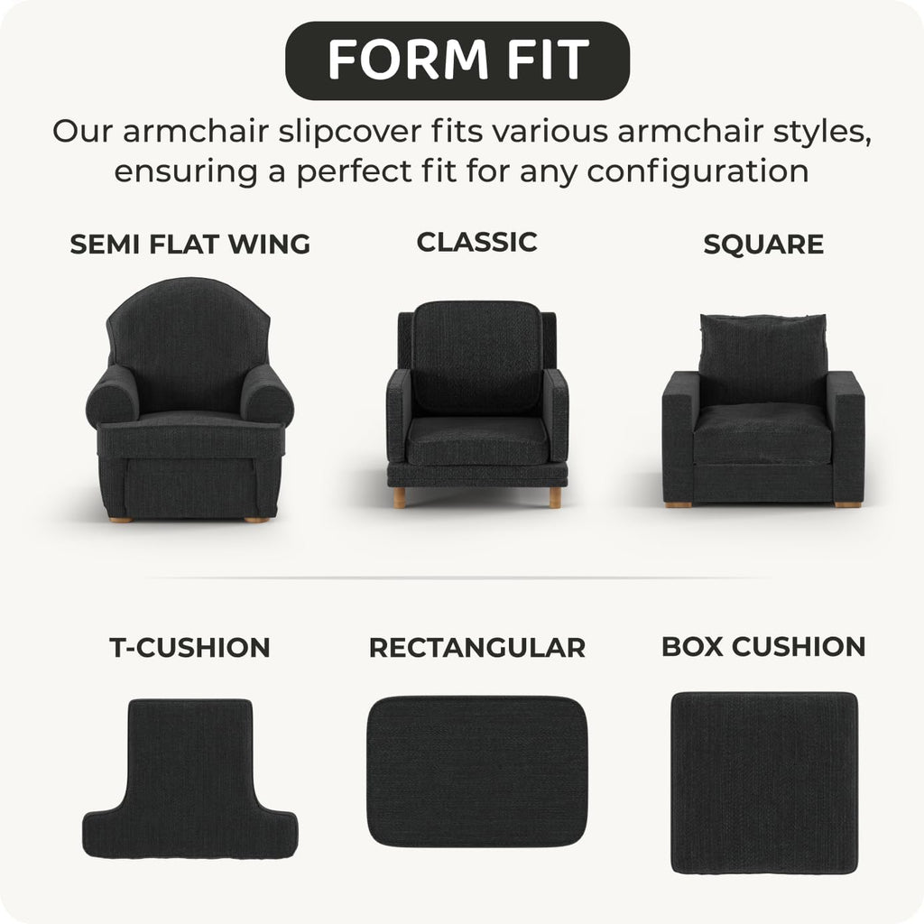 PAULATO BY GA.I.CO. Chair Cover - Armchair Cover - Armchair Slipcover - Soft Fabric Slipcover - 1-Piece Form Fit Stretch Stylish Furniture Protector - Microfibra Collection - Ash (Chair)