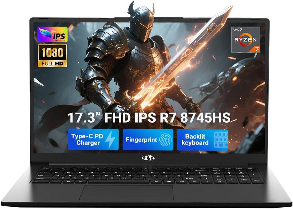 NIMO 17.3' Light-Gaming-Laptop, 8 Cores AMD Ryzen 7 8745HS 32GB DDR5 RAM 1TB SSD (Beat R9 6900HX, up to 4.9GHz) Radeon 780M GPU IPS FHD Computer with 100W Type-C Fingerprint, Backlit Keyboard