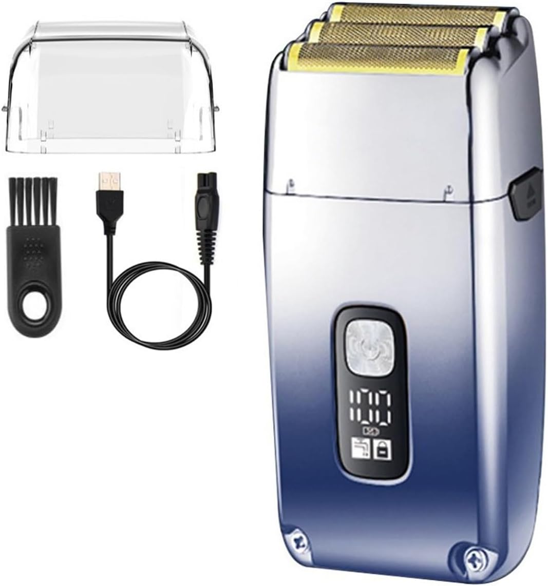 Electric Razors for Men, Rechargeable Hair Beard Electric Shaver for Men Powerful Electric Razor Head Bald Shaving Machine Wet Dry 3-Blade Shave System (Color : Silver Box)