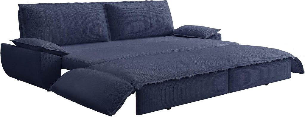 73.2' Sofa Bed Queen Size, Pull Out Couch Bed, 3-in-1 Convertible Sleeper Sofa with Cushion Armrest, Modern Corduroy Futon Couch for Living Room, Small Space, Apartment, Bedroom, Dark Blue