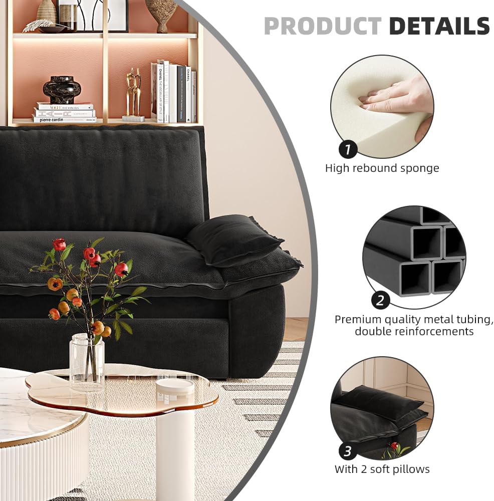 73.2' Oversized Convertible Loveseat Sleeper Sofa Bed for Living Room Queen Size Pull Out Sofabed, 3 in 1 Cloud Upholstered Pullout Lounge Sofa Couch with Pillow-top Armrest
