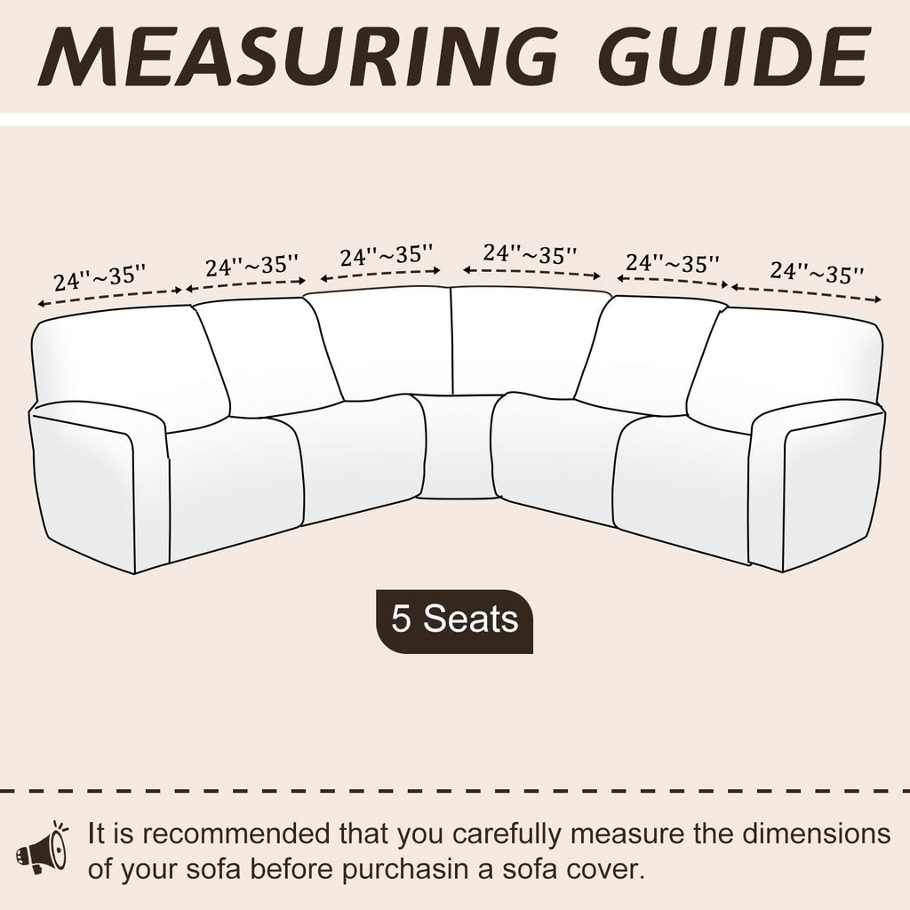 Arfntevss Sectional Recliner Couch Covers Velvet Corner Sectional Sofa Cover for Reclining Couch Stretch Soft L Shape Recliner Slipcover Thick U Shaped Washable Protector (5 Seat Cover, Dark Brown)