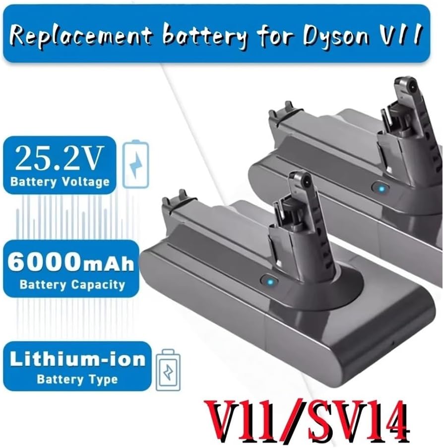 OUTMX 25.2V 6000mAh Batteries Compatible for Dyson Battery V11 Absolute & Animal SV14 SV15 970145-02(6000mAh Battery)