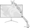 Pixio PXC248WAVE White 24 inch 200Hz Refresh Rate FHD 1080p Resolution 1500R Curve Fast VA Panel 1ms GTG Response Time HDR Curved Gaming Monitor and PS1S Wave White Single Monitor Arm - Fits up to 32