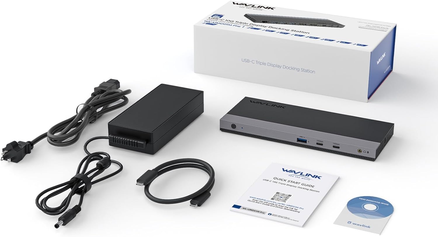 Laptop Docking Station, Docking Station 3 Monitors with 2* DP+HDMI, 4K@144Hz,130W PD Charger, USB-C/A 10Gb, 3* USB-A 5Gb, Audio, Gigabit Ethernet for Lenovo HP Dell, Windows System Computer