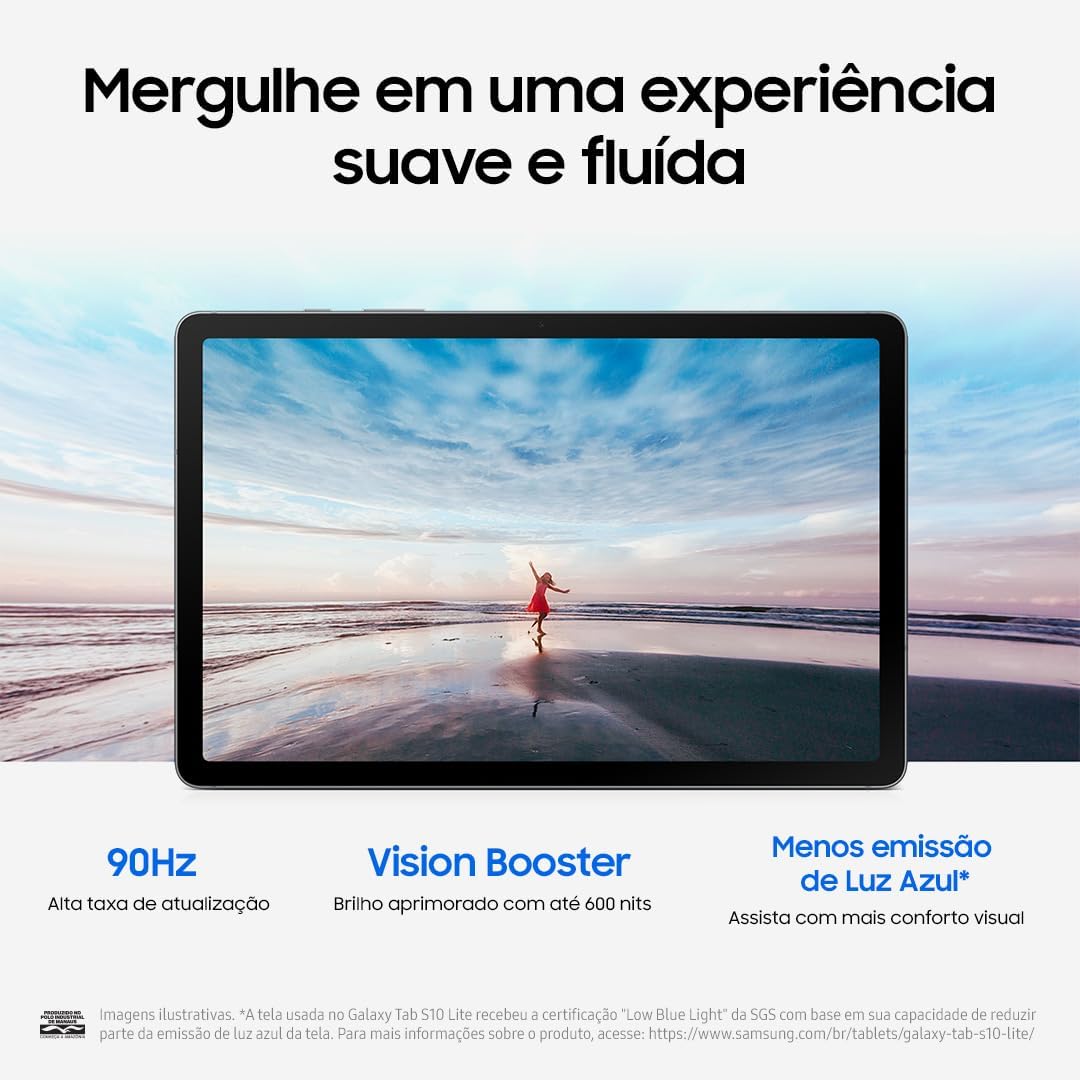 SAMSUNG Galaxy Tab S10 Lite with S-Pen | 128GB, 6GB RAM, Wi-Fi Only | 10.9' 90Hz LCD, Android 15 WiFi 6 Tablet, All Day Battery | International Model X400 | 256GB SD Card Bundle, Gray