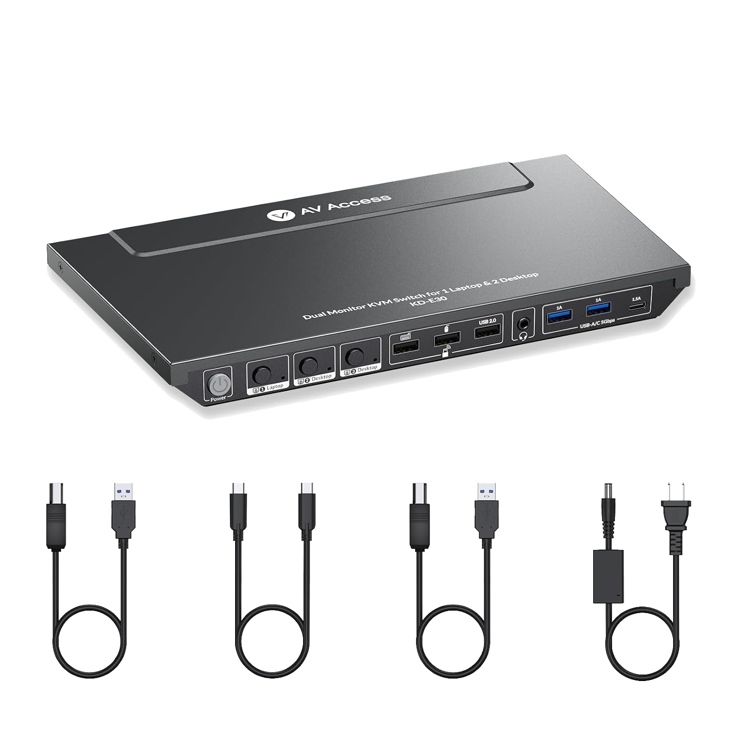 AV Access Docking Station KVM Switch 1 Laptop & 2 Desktop PCs, Dual 4K@60Hz Monitors, EDID Emulation, 100W USB C Charging, Gigabit Ethernet,High Refresh Rates,Ideal for Gaming, Office & Creative Work