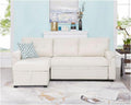 Naomi Home L Shaped Sectional Couch with Storage & Pull Out Bed – 3-in-1 Convertible Sleeper Sofa Bed, Small L Shape Sofa for Living Room, Sofa Bed with Storage Chaise in Cream, Velvet