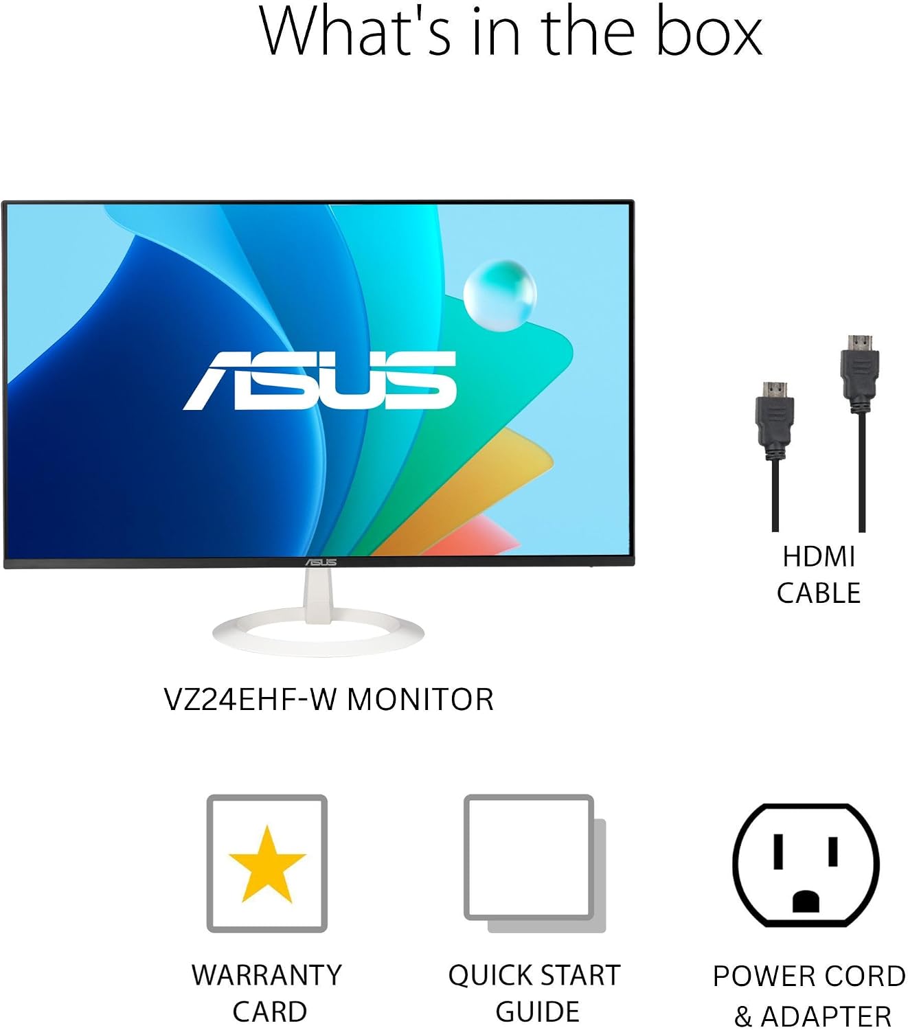 ASUS 24' (23.8-inch viewable) Eye Care Monitor (VZ24EHF-W) - IPS, Full HD (1920 x 1080), Frameless, 100Hz, Adaptive-Sync, 1ms, HDMI, Low Blue Light, Flicker Free, Ultra-Slim Profile, 3 yr Warranty